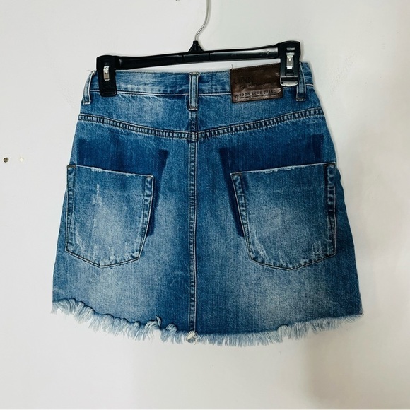 ONE x One Teaspoon Size 27 2020 Mini Skirt High Waist Short Distressed Denim - Picture 2 of 5